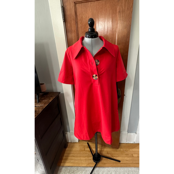 Tuckernuck Dresses & Skirts - NWT Tuckernuck Scout Dress Red Size Small | Short Sleeve Collared Shift Dress wi